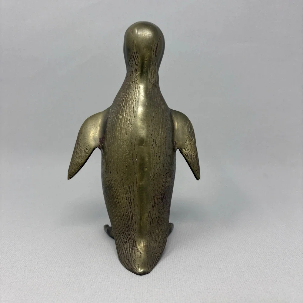 Vintage Brass Penguin Bird Statue Figurine 7.5” Ornate Metal Aged Patina